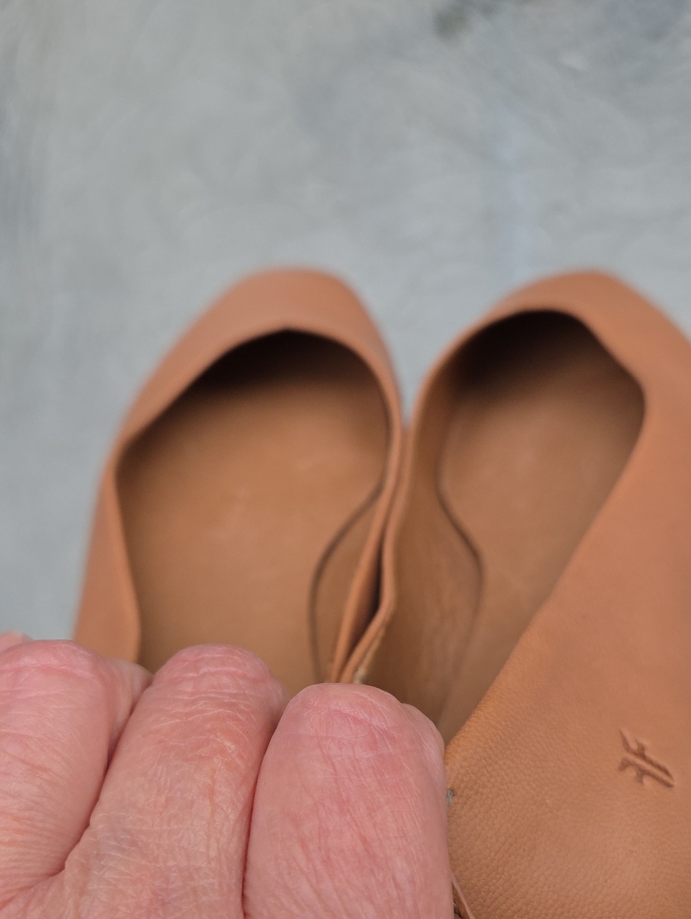 Frye Dana Sweetheart Ballet Flat Cognac Leather Square Toe Slipon Shoes Size 8.5 - Picture 10 of 11